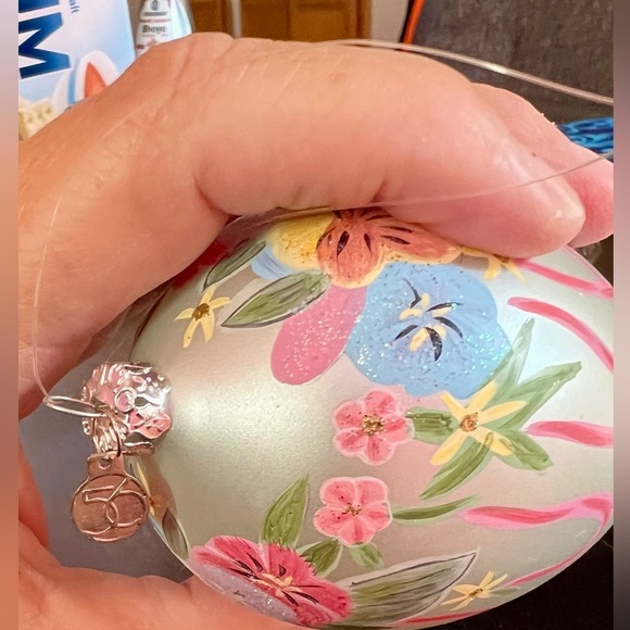 Dept 56 Holiday Decorated Hand Painted Eggs Shaped Ornament Easter Christmas 2pc - Picture 4 of 4